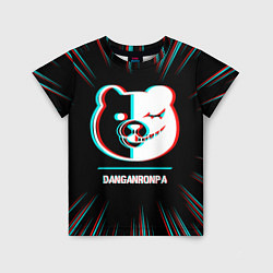 Детская футболка Символ Danganronpa в стиле glitch на темном фоне