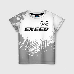 Детская футболка Exeed speed на светлом фоне со следами шин: символ