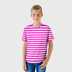 Футболка детская Ярко-розовые полосы, цвет: 3D-принт — фото 2