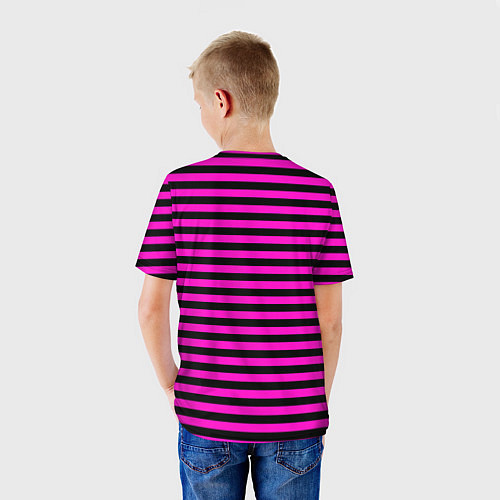 Детская футболка Черно-розовые Эмо полосы / 3D-принт – фото 4