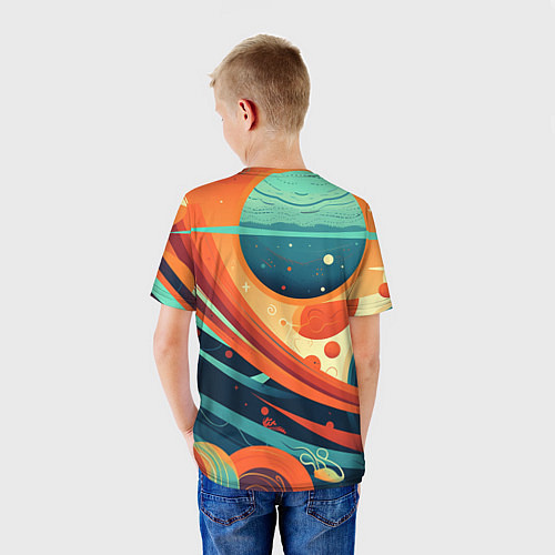 Детская футболка Абстрактный космический пейзаж: арт нейросети / 3D-принт – фото 4