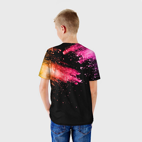 Детская футболка Яркие брызги на черном / 3D-принт – фото 4