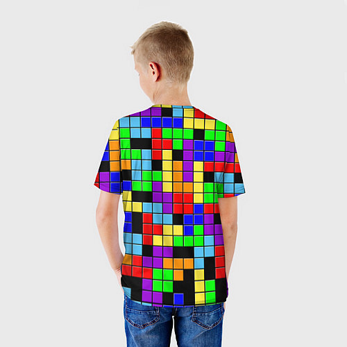 Детская футболка Тетрис цветные блоки / 3D-принт – фото 4