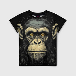 Детская футболка Портрет обезьяны: арт нейросети