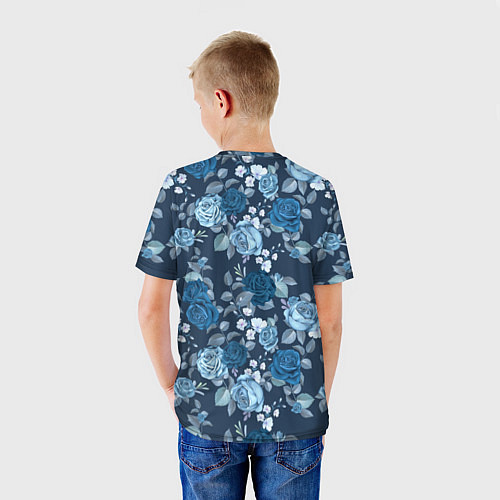Детская футболка Голубые розы паттерн / 3D-принт – фото 4
