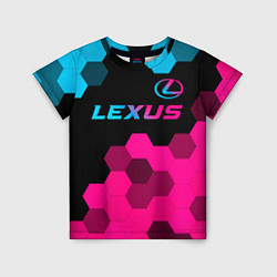 Футболка детская Lexus - neon gradient: символ сверху, цвет: 3D-принт
