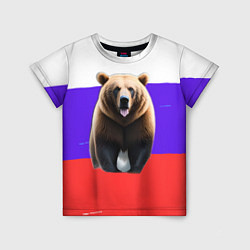 Детская футболка Медведь на флаге