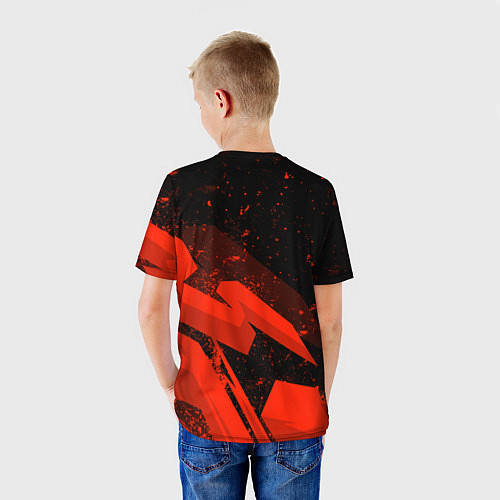 Детская футболка Чикен ган - красная абстракция / 3D-принт – фото 4