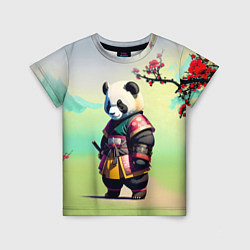 Детская футболка Панда-самурай - цветущая сакура