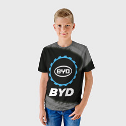 Футболка детская BYD в стиле Top Gear со следами шин на фоне, цвет: 3D-принт — фото 2