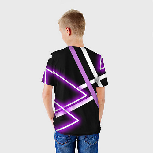 Детская футболка Фиолетовые полоски с неоном / 3D-принт – фото 4