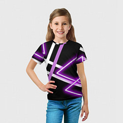 Футболка детская Фиолетовые полоски с неоном, цвет: 3D-принт — фото 2