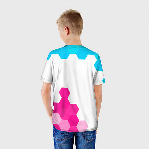 Детская футболка Yamaha neon gradient style: надпись, символ / 3D-принт – фото 4