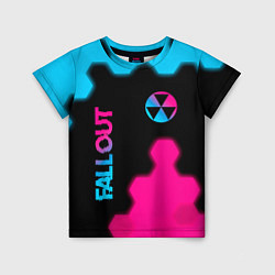 Детская футболка Fallout - neon gradient: надпись, символ