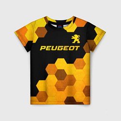 Футболка детская Peugeot - gold gradient: символ сверху, цвет: 3D-принт