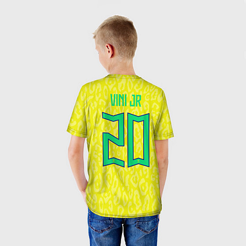Детская футболка Винисиус Жуниор ЧМ 2022 сборная Бразилии домашняя / 3D-принт – фото 4