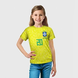Футболка детская Винисиус Жуниор ЧМ 2022 сборная Бразилии домашняя, цвет: 3D-принт — фото 2