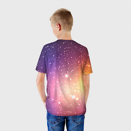 Детская футболка Желто фиолетовое свечение и звезды / 3D-принт – фото 4