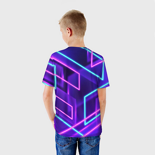 Детская футболка Светящиеся разноцветные полосы / 3D-принт – фото 4