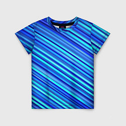 Детская футболка Сине голубые узорчатые полосы
