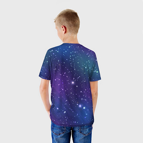 Детская футболка Фиолетовая розовая звездная туманность в космосе / 3D-принт – фото 4
