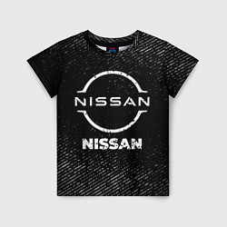 Детская футболка Nissan с потертостями на темном фоне