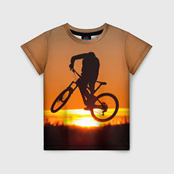 Детская футболка Велосипедист на закате