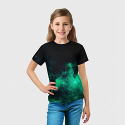 Футболка детская Зелёная галактика Midjourney, цвет: 3D-принт — фото 2