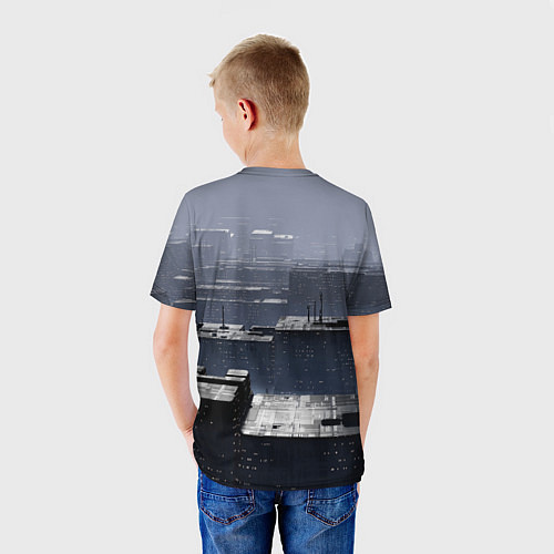 Детская футболка Тёмный металлический город будущего / 3D-принт – фото 4