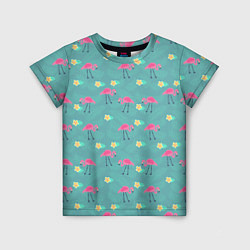 Детская футболка Летний паттерн с фламинго