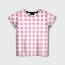 Детская футболка Барби-розовый: клетка