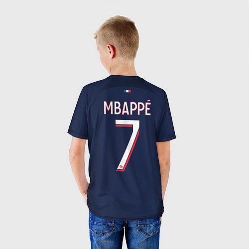Детская футболка Килиан Мбаппе форма ПСЖ 2324 домашняя / 3D-принт – фото 4