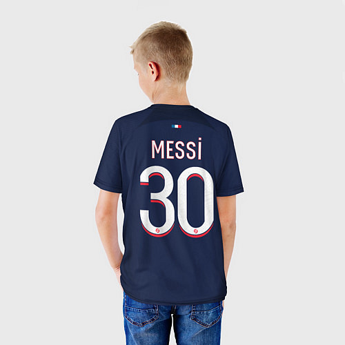 Детская футболка Лионель Месси форма ПСЖ 2324 домашняя / 3D-принт – фото 4