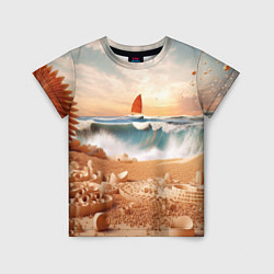 Детская футболка Парусник в море