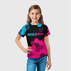 Футболка детская Nissan - neon gradient: символ сверху, цвет: 3D-принт — фото 2