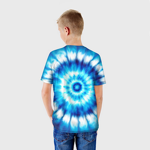 Детская футболка Тай-дай бело-синий круг / 3D-принт – фото 4