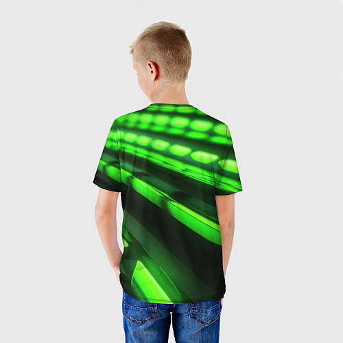 Детская футболка Green neon abstract / 3D-принт – фото 4