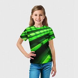 Футболка детская Green neon abstract, цвет: 3D-принт — фото 2