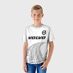 Футболка детская Volvo speed на светлом фоне со следами шин: символ, цвет: 3D-принт — фото 2