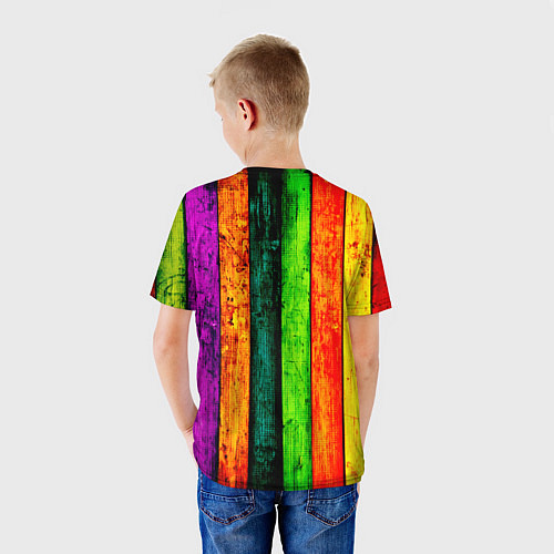Детская футболка Цветной забор / 3D-принт – фото 4