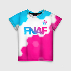 Футболка детская FNAF neon gradient style: символ сверху, цвет: 3D-принт