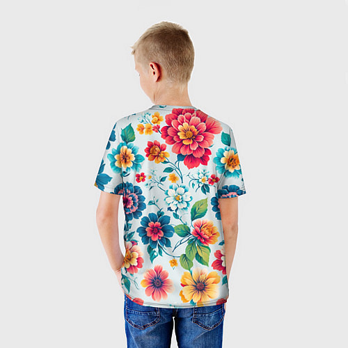 Детская футболка Цветочный узор красивый / 3D-принт – фото 4