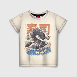 Детская футболка Суши дракон с иероглифами в японском стиле