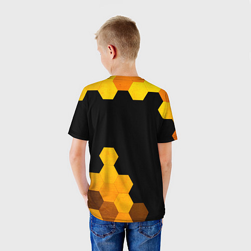 Детская футболка Half-Life - gold gradient: надпись, символ / 3D-принт – фото 4