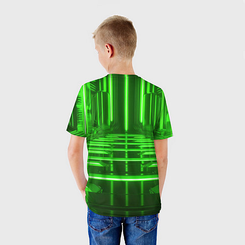 Детская футболка Зеленые световые объекты / 3D-принт – фото 4