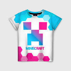 Детская футболка Minecraft neon gradient style