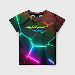 Детская футболка Cyberpunk 2077 phantom liberty logo neon
