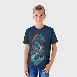 Футболка детская Синий дракон от нейросети, цвет: 3D-принт — фото 2