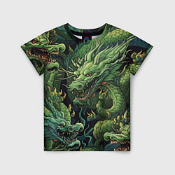 Детская футболка Зеленые драконы: арт нейросети