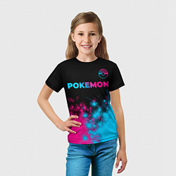 Футболка детская Pokemon - neon gradient: символ сверху, цвет: 3D-принт — фото 2